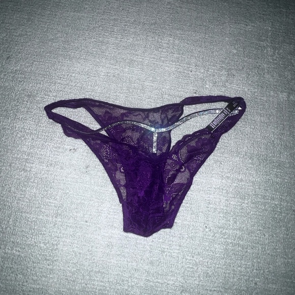 New Victoria's Secret rhinestone Brazilian lace panty small shine strap sexy - Picture 7 of 7